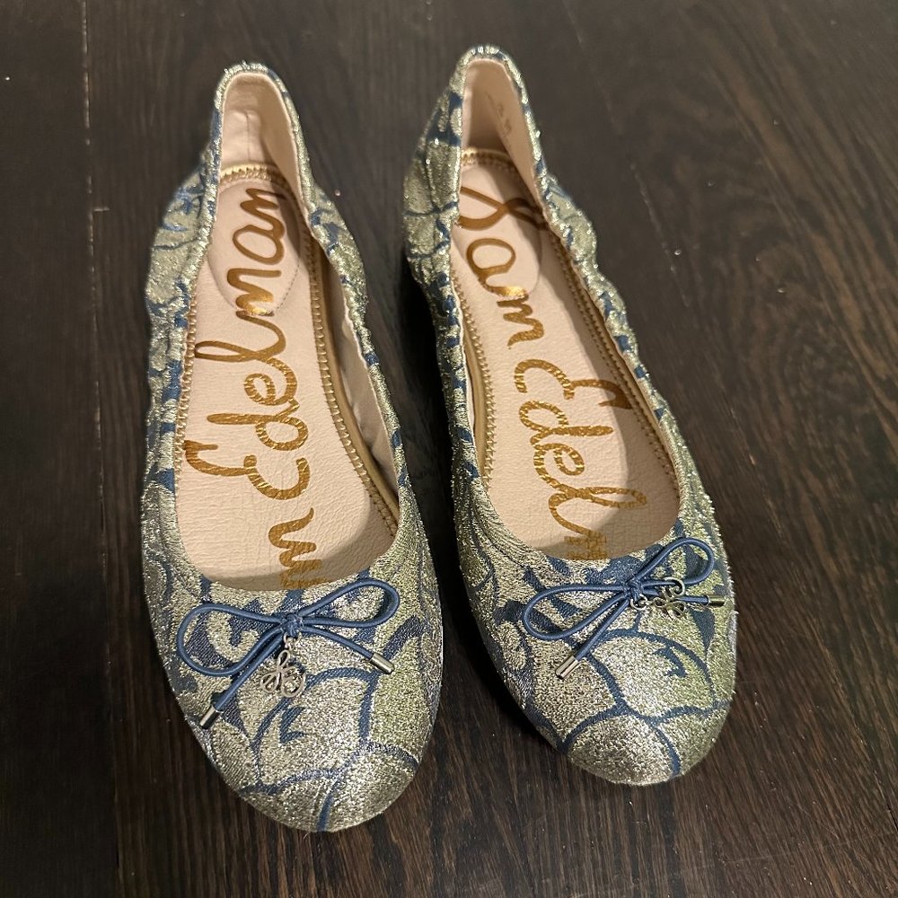 Sam Edelman Felicia Blue and Gold Multi Flats